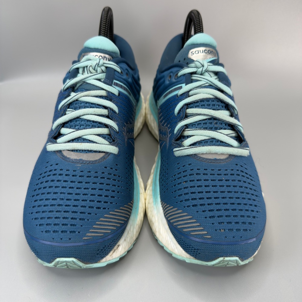Saucony Triumph 17 Womens 6 Wide Running Shoe Blue White Trainer Lace Up Sneaker - Picture 3 of 16